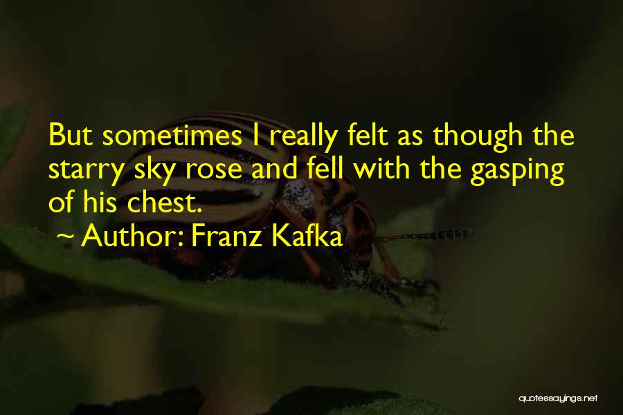Franz Kafka Quotes: But Sometimes I Really Felt As Though The Starry Sky Rose And Fell With The Gasping Of His Chest.