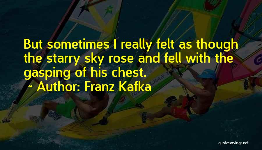 Franz Kafka Quotes: But Sometimes I Really Felt As Though The Starry Sky Rose And Fell With The Gasping Of His Chest.
