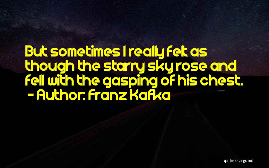 Franz Kafka Quotes: But Sometimes I Really Felt As Though The Starry Sky Rose And Fell With The Gasping Of His Chest.