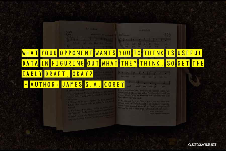 James S.A. Corey Quotes: What Your Opponent Wants You To Think Is Useful Data In Figuring Out What They Think. So Get The Early