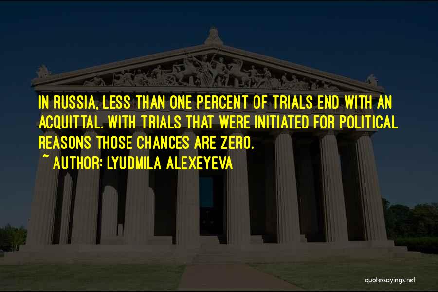 Lyudmila Alexeyeva Quotes: In Russia, Less Than One Percent Of Trials End With An Acquittal. With Trials That Were Initiated For Political Reasons