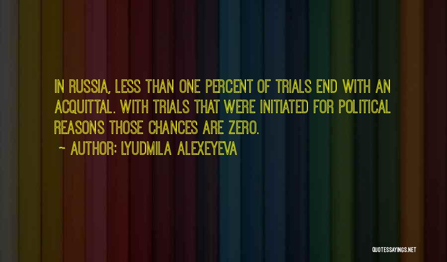 Lyudmila Alexeyeva Quotes: In Russia, Less Than One Percent Of Trials End With An Acquittal. With Trials That Were Initiated For Political Reasons