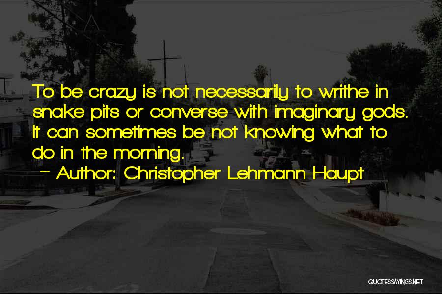 Christopher Lehmann-Haupt Quotes: To Be Crazy Is Not Necessarily To Writhe In Snake Pits Or Converse With Imaginary Gods. It Can Sometimes Be