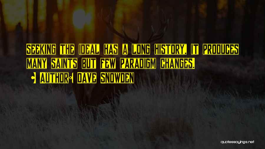 Dave Snowden Quotes: Seeking The Ideal Has A Long History, It Produces Many Saints But Few Paradigm Changes.