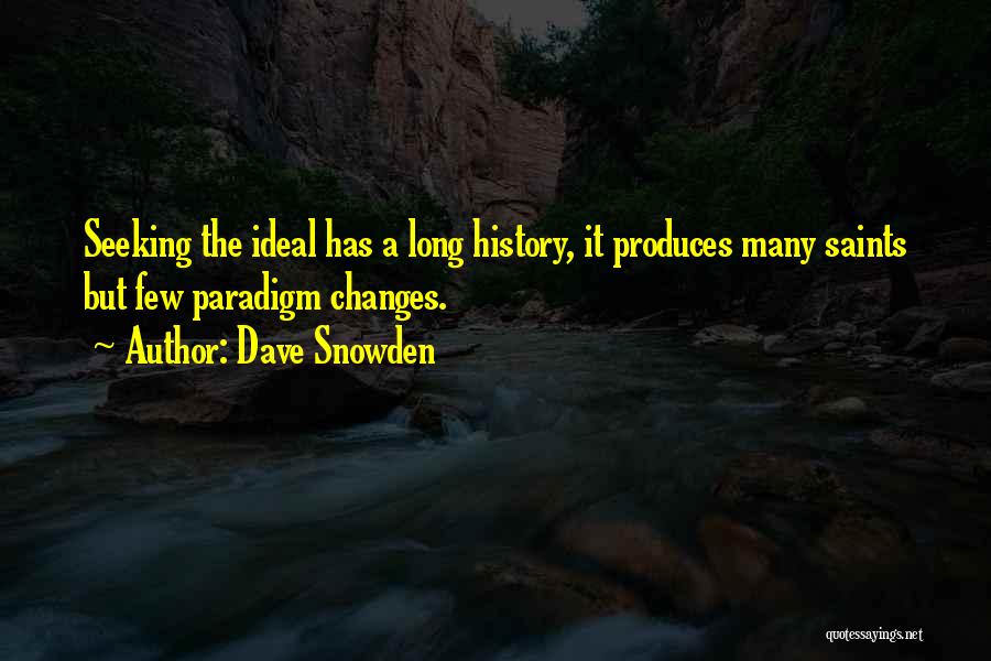 Dave Snowden Quotes: Seeking The Ideal Has A Long History, It Produces Many Saints But Few Paradigm Changes.