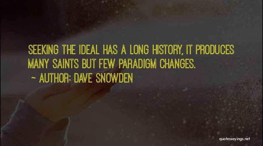 Dave Snowden Quotes: Seeking The Ideal Has A Long History, It Produces Many Saints But Few Paradigm Changes.