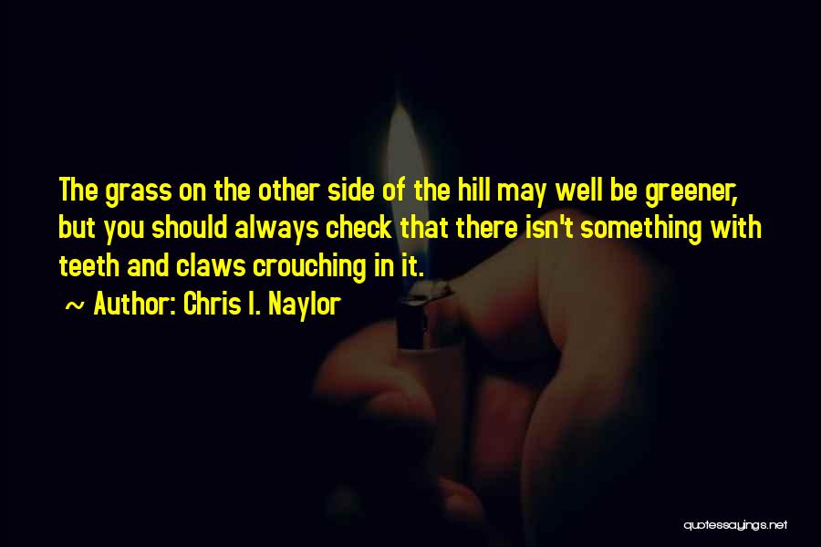 Chris I. Naylor Quotes: The Grass On The Other Side Of The Hill May Well Be Greener, But You Should Always Check That There