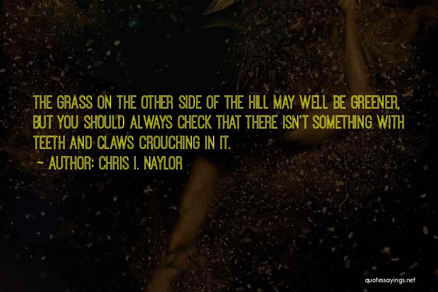 Chris I. Naylor Quotes: The Grass On The Other Side Of The Hill May Well Be Greener, But You Should Always Check That There