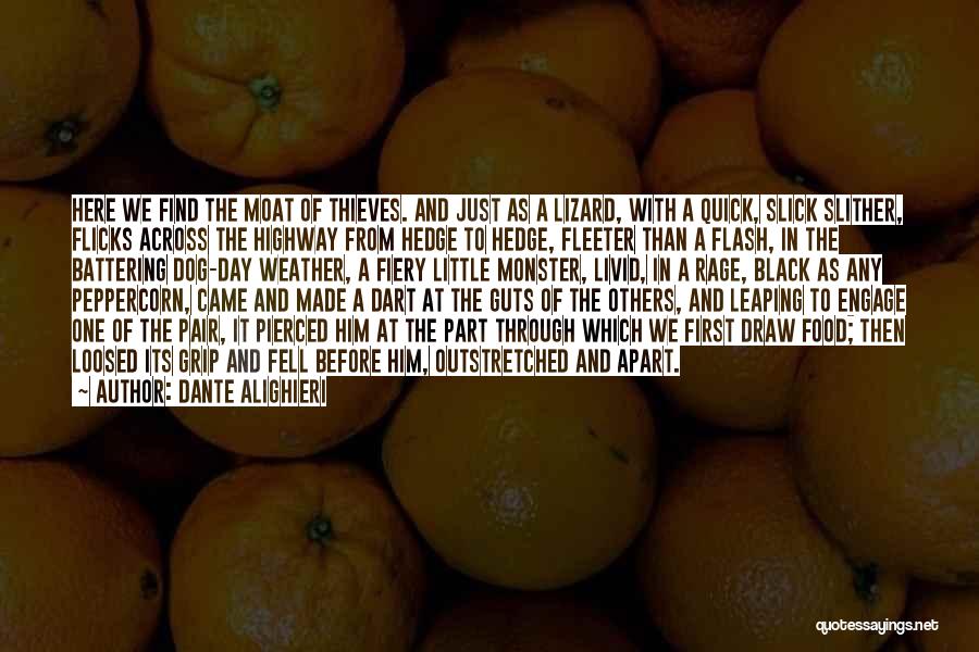 Dante Alighieri Quotes: Here We Find The Moat Of Thieves. And Just As A Lizard, With A Quick, Slick Slither, Flicks Across The