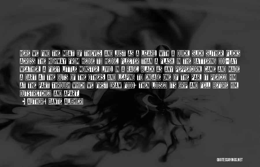 Dante Alighieri Quotes: Here We Find The Moat Of Thieves. And Just As A Lizard, With A Quick, Slick Slither, Flicks Across The