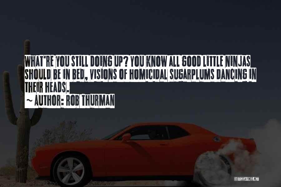 Rob Thurman Quotes: What're You Still Doing Up? You Know All Good Little Ninjas Should Be In Bed, Visions Of Homicidal Sugarplums Dancing