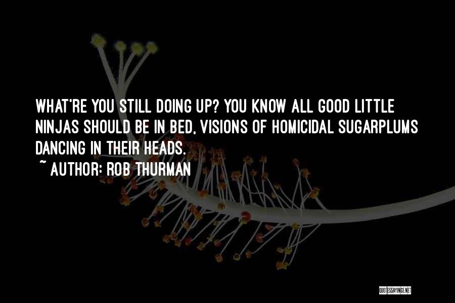 Rob Thurman Quotes: What're You Still Doing Up? You Know All Good Little Ninjas Should Be In Bed, Visions Of Homicidal Sugarplums Dancing