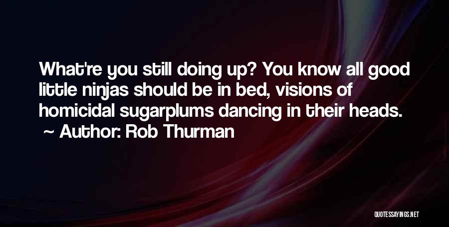 Rob Thurman Quotes: What're You Still Doing Up? You Know All Good Little Ninjas Should Be In Bed, Visions Of Homicidal Sugarplums Dancing