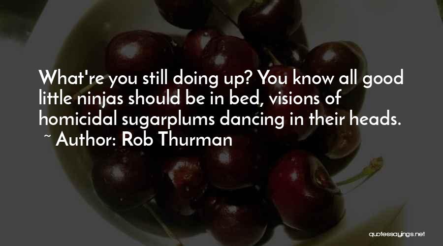 Rob Thurman Quotes: What're You Still Doing Up? You Know All Good Little Ninjas Should Be In Bed, Visions Of Homicidal Sugarplums Dancing