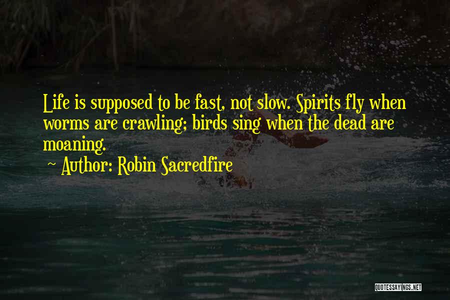 Robin Sacredfire Quotes: Life Is Supposed To Be Fast, Not Slow. Spirits Fly When Worms Are Crawling; Birds Sing When The Dead Are