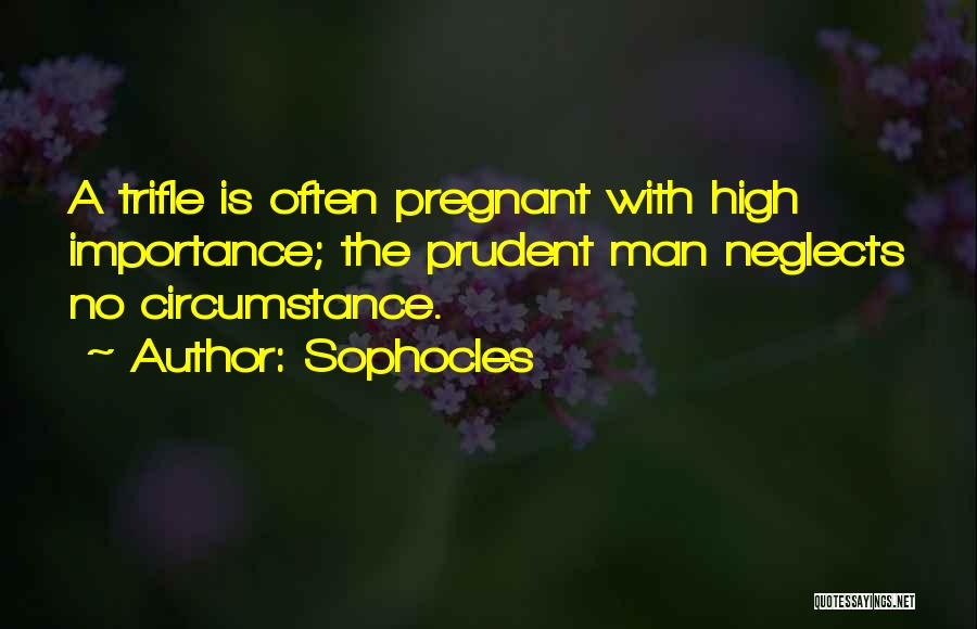 Sophocles Quotes: A Trifle Is Often Pregnant With High Importance; The Prudent Man Neglects No Circumstance.