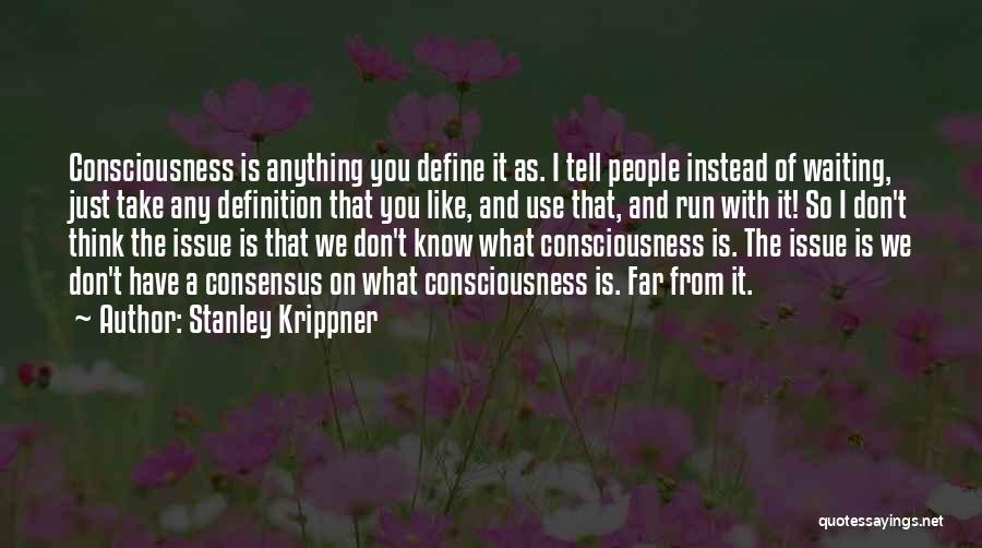 Stanley Krippner Quotes: Consciousness Is Anything You Define It As. I Tell People Instead Of Waiting, Just Take Any Definition That You Like,