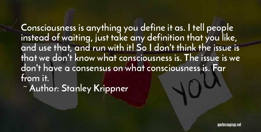 Stanley Krippner Quotes: Consciousness Is Anything You Define It As. I Tell People Instead Of Waiting, Just Take Any Definition That You Like,