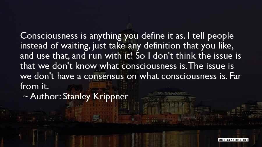 Stanley Krippner Quotes: Consciousness Is Anything You Define It As. I Tell People Instead Of Waiting, Just Take Any Definition That You Like,