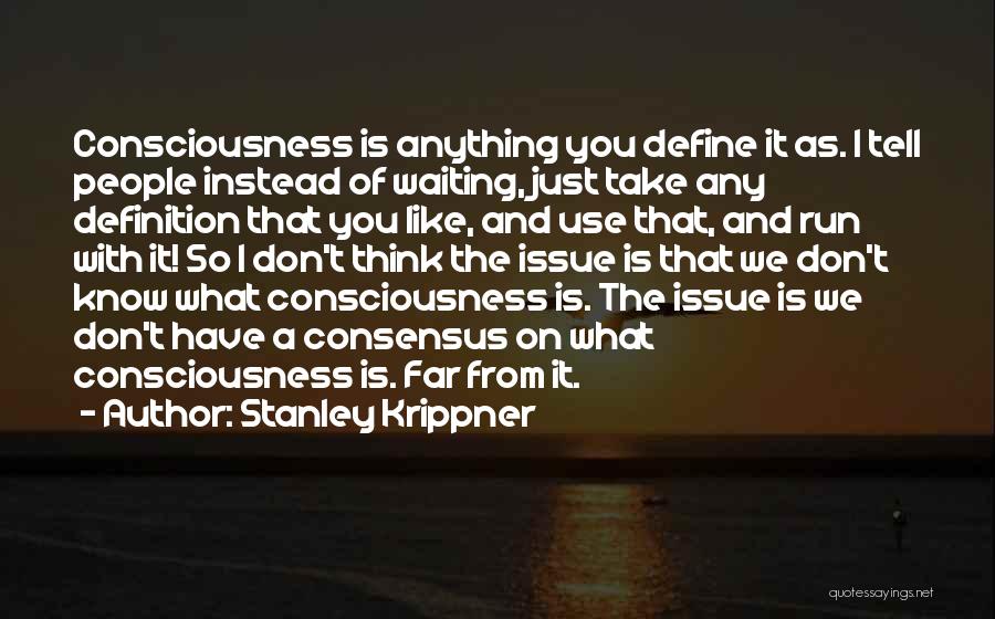 Stanley Krippner Quotes: Consciousness Is Anything You Define It As. I Tell People Instead Of Waiting, Just Take Any Definition That You Like,