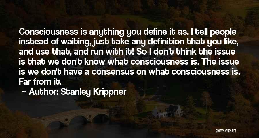 Stanley Krippner Quotes: Consciousness Is Anything You Define It As. I Tell People Instead Of Waiting, Just Take Any Definition That You Like,