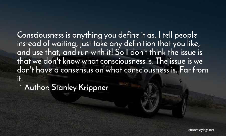Stanley Krippner Quotes: Consciousness Is Anything You Define It As. I Tell People Instead Of Waiting, Just Take Any Definition That You Like,