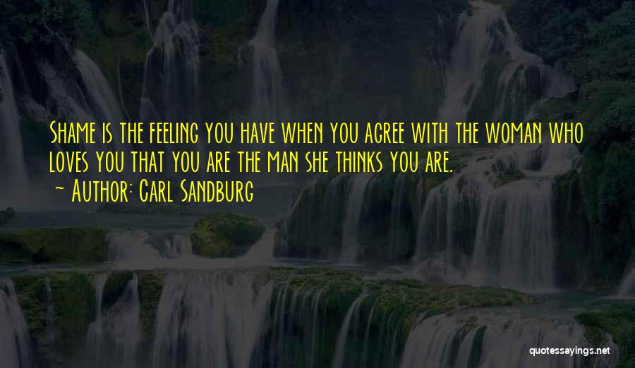 Carl Sandburg Quotes: Shame Is The Feeling You Have When You Agree With The Woman Who Loves You That You Are The Man