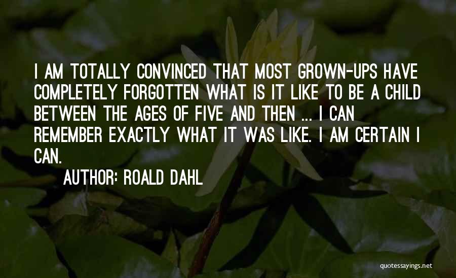 Roald Dahl Quotes: I Am Totally Convinced That Most Grown-ups Have Completely Forgotten What Is It Like To Be A Child Between The