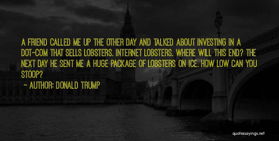 Donald Trump Quotes: A Friend Called Me Up The Other Day And Talked About Investing In A Dot-com That Sells Lobsters. Internet Lobsters.
