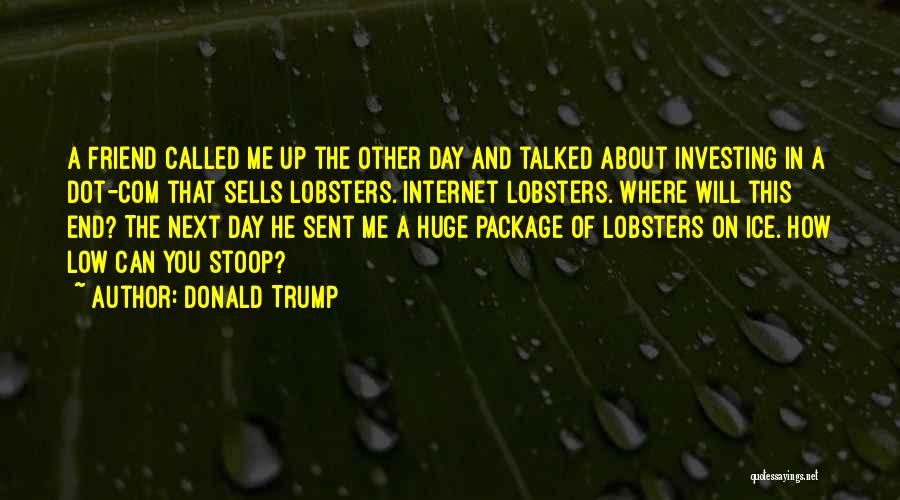 Donald Trump Quotes: A Friend Called Me Up The Other Day And Talked About Investing In A Dot-com That Sells Lobsters. Internet Lobsters.