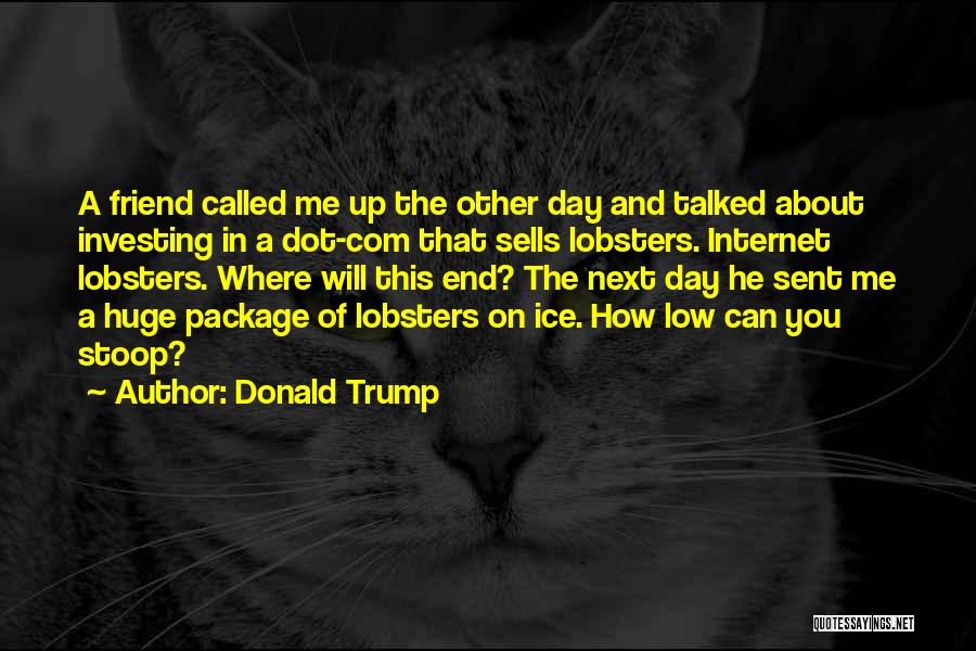 Donald Trump Quotes: A Friend Called Me Up The Other Day And Talked About Investing In A Dot-com That Sells Lobsters. Internet Lobsters.