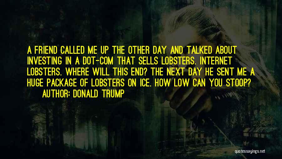 Donald Trump Quotes: A Friend Called Me Up The Other Day And Talked About Investing In A Dot-com That Sells Lobsters. Internet Lobsters.