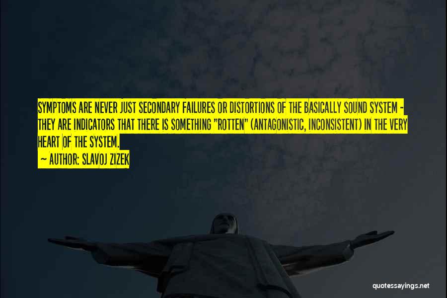 Slavoj Zizek Quotes: Symptoms Are Never Just Secondary Failures Or Distortions Of The Basically Sound System - They Are Indicators That There Is