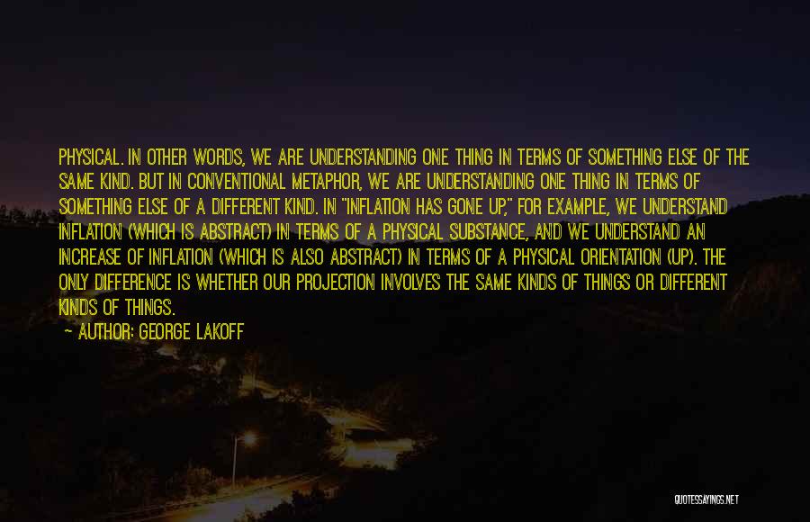 George Lakoff Quotes: Physical. In Other Words, We Are Understanding One Thing In Terms Of Something Else Of The Same Kind. But In