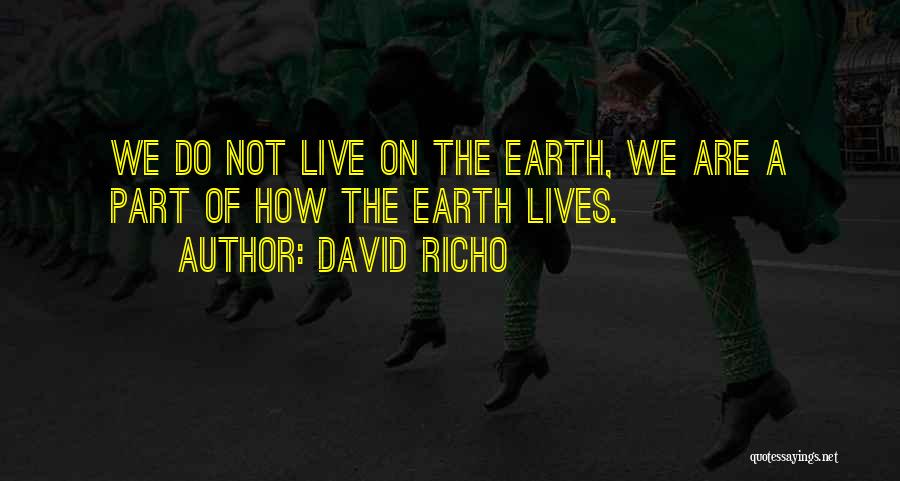 David Richo Quotes: We Do Not Live On The Earth, We Are A Part Of How The Earth Lives.