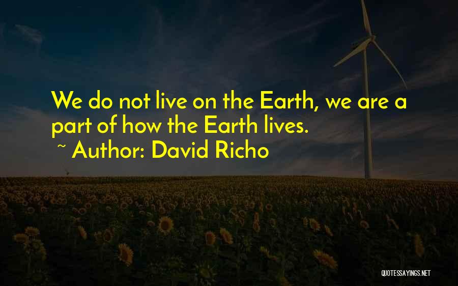 David Richo Quotes: We Do Not Live On The Earth, We Are A Part Of How The Earth Lives.