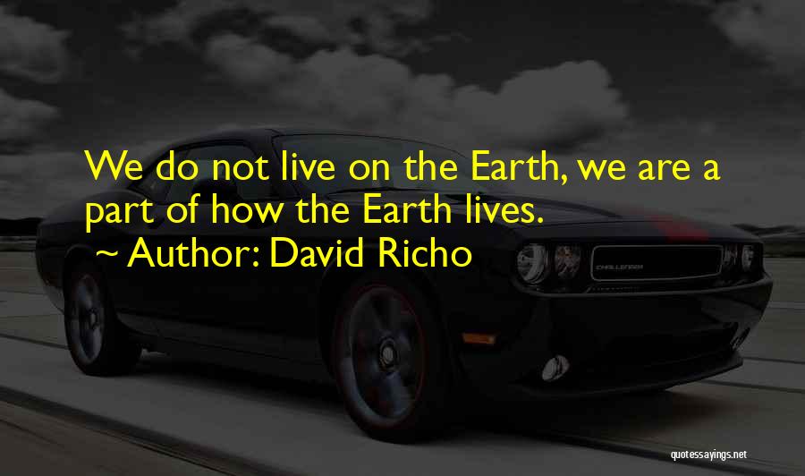 David Richo Quotes: We Do Not Live On The Earth, We Are A Part Of How The Earth Lives.