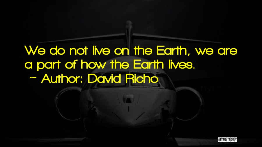 David Richo Quotes: We Do Not Live On The Earth, We Are A Part Of How The Earth Lives.