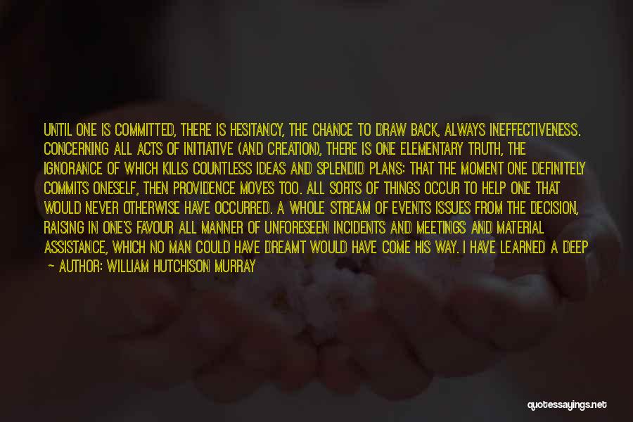 William Hutchison Murray Quotes: Until One Is Committed, There Is Hesitancy, The Chance To Draw Back, Always Ineffectiveness. Concerning All Acts Of Initiative (and