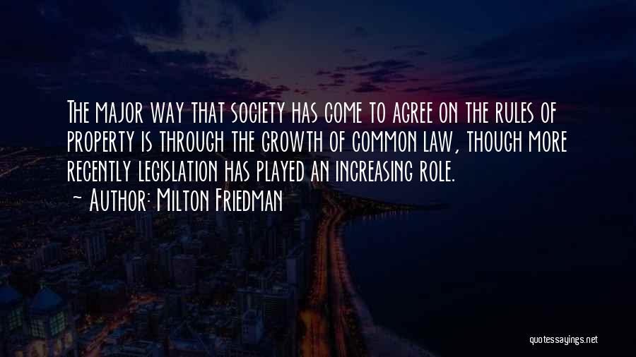 Milton Friedman Quotes: The Major Way That Society Has Come To Agree On The Rules Of Property Is Through The Growth Of Common