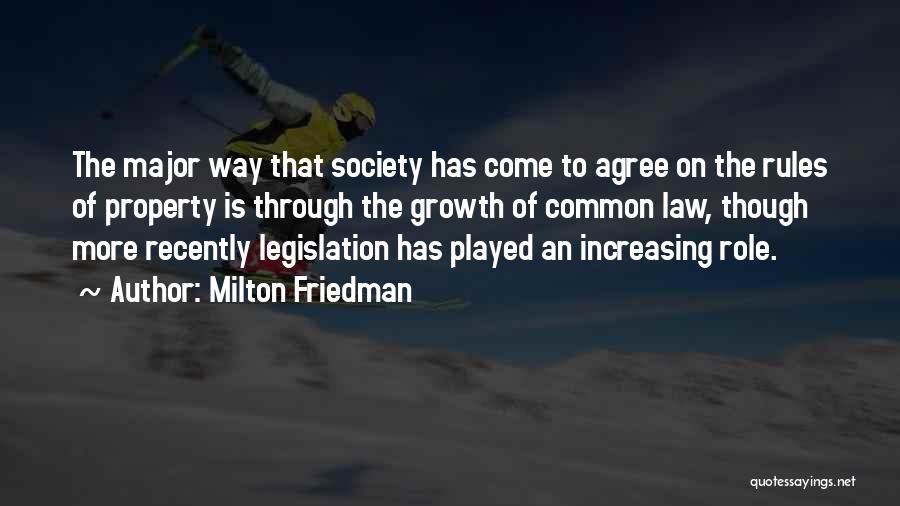 Milton Friedman Quotes: The Major Way That Society Has Come To Agree On The Rules Of Property Is Through The Growth Of Common