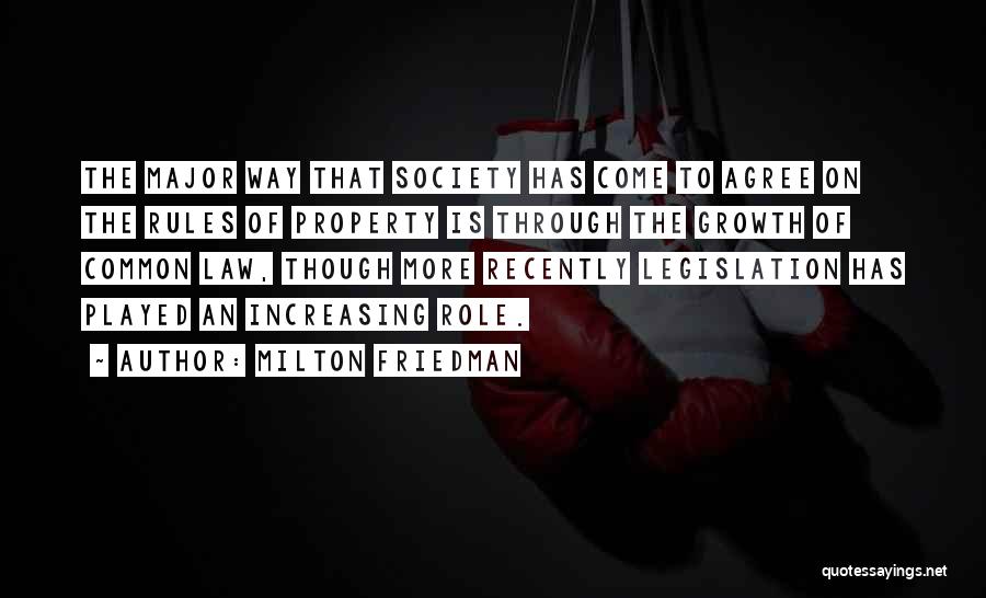 Milton Friedman Quotes: The Major Way That Society Has Come To Agree On The Rules Of Property Is Through The Growth Of Common