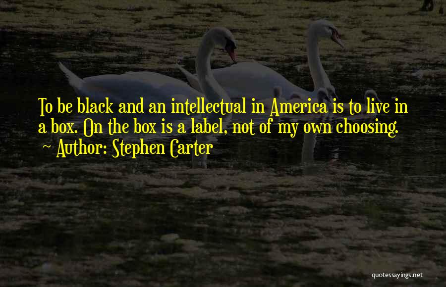 Stephen Carter Quotes: To Be Black And An Intellectual In America Is To Live In A Box. On The Box Is A Label,