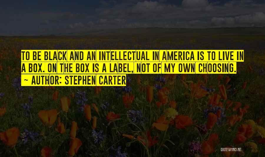 Stephen Carter Quotes: To Be Black And An Intellectual In America Is To Live In A Box. On The Box Is A Label,