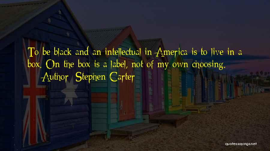 Stephen Carter Quotes: To Be Black And An Intellectual In America Is To Live In A Box. On The Box Is A Label,