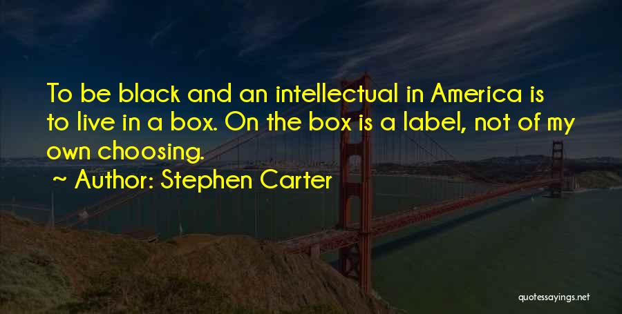 Stephen Carter Quotes: To Be Black And An Intellectual In America Is To Live In A Box. On The Box Is A Label,