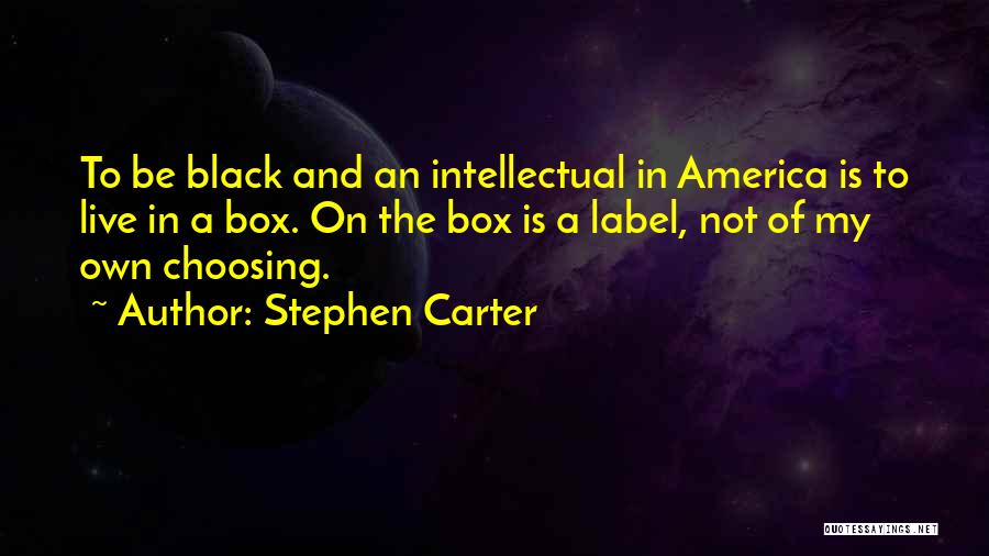 Stephen Carter Quotes: To Be Black And An Intellectual In America Is To Live In A Box. On The Box Is A Label,