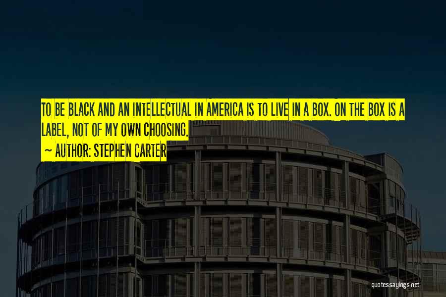 Stephen Carter Quotes: To Be Black And An Intellectual In America Is To Live In A Box. On The Box Is A Label,