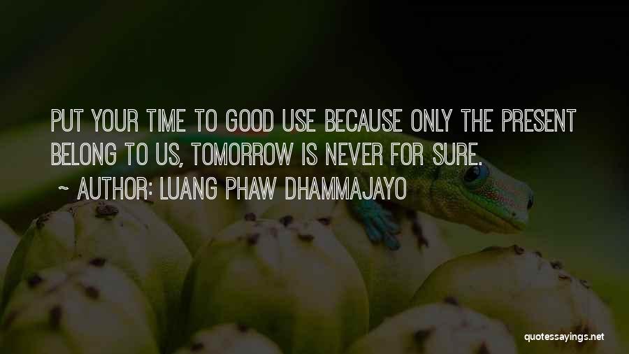 Luang Phaw Dhammajayo Quotes: Put Your Time To Good Use Because Only The Present Belong To Us, Tomorrow Is Never For Sure.