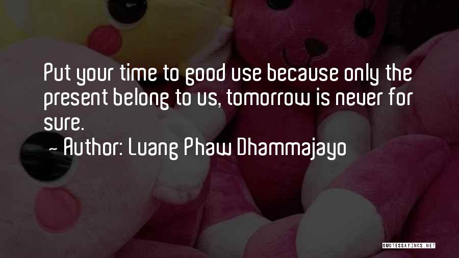 Luang Phaw Dhammajayo Quotes: Put Your Time To Good Use Because Only The Present Belong To Us, Tomorrow Is Never For Sure.